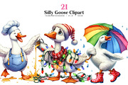 Silly Goose Watercolor Clipart, an Animal Illustration by Bijou Bay (Thumbnail 1 of 3)