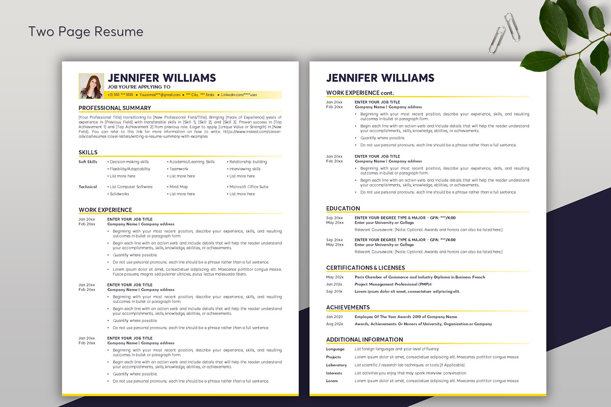 ATS Resume CV Word & Google Docs 44, a Resume Template by MrCam Template Resume|CV (Photo 3 of 8)