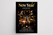 New Year - 3 Flyers Invitation (PSD), a Flyer Template by PixelsDesign (Thumbnail 3 of 4)