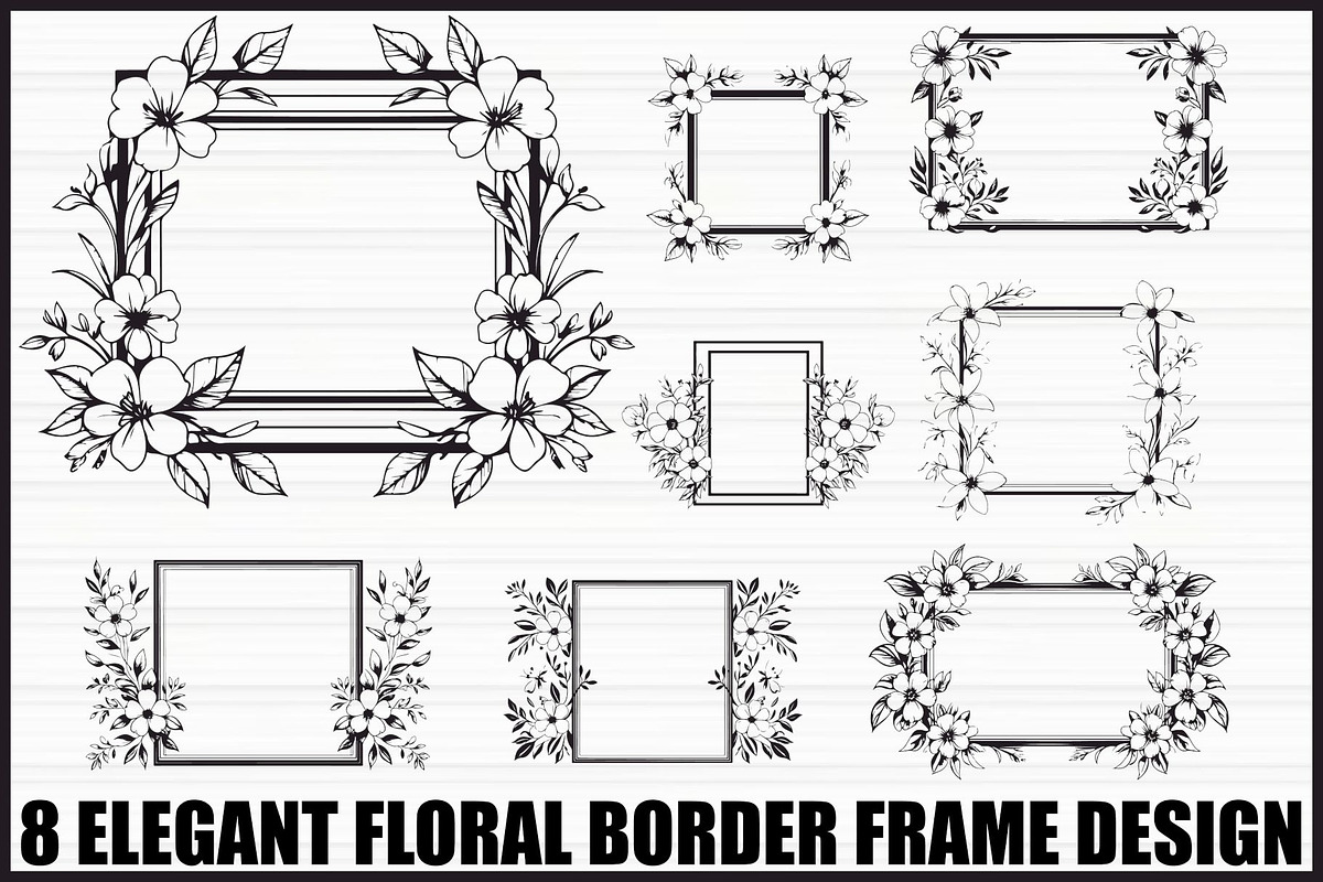 Elegant Floral Frame Bundle, an Illustration by Creativeshirt (Photo 1 of 9)