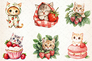 Strawberry Cat Clipart Sublimation, a Seasonal Illustration by Rose Art (Thumbnail 4 of 4)