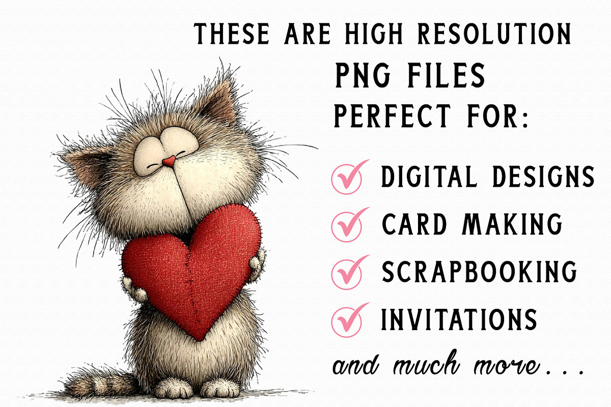 Whimsical Valentine Cat Clipart, an Illustration by Libby Wishes (Photo 4 of 6)