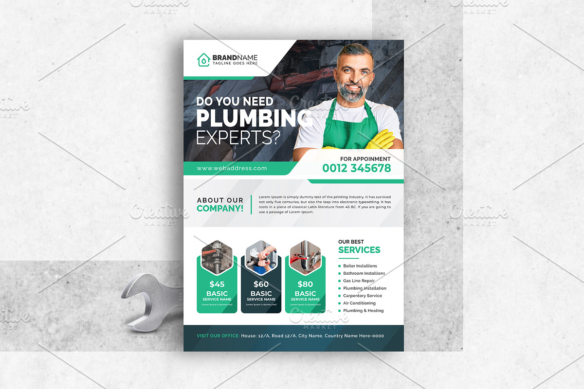 Plumbing Handyman Flyer, a Flyer Template by GraphicsBurg (Photo 4 of 5)