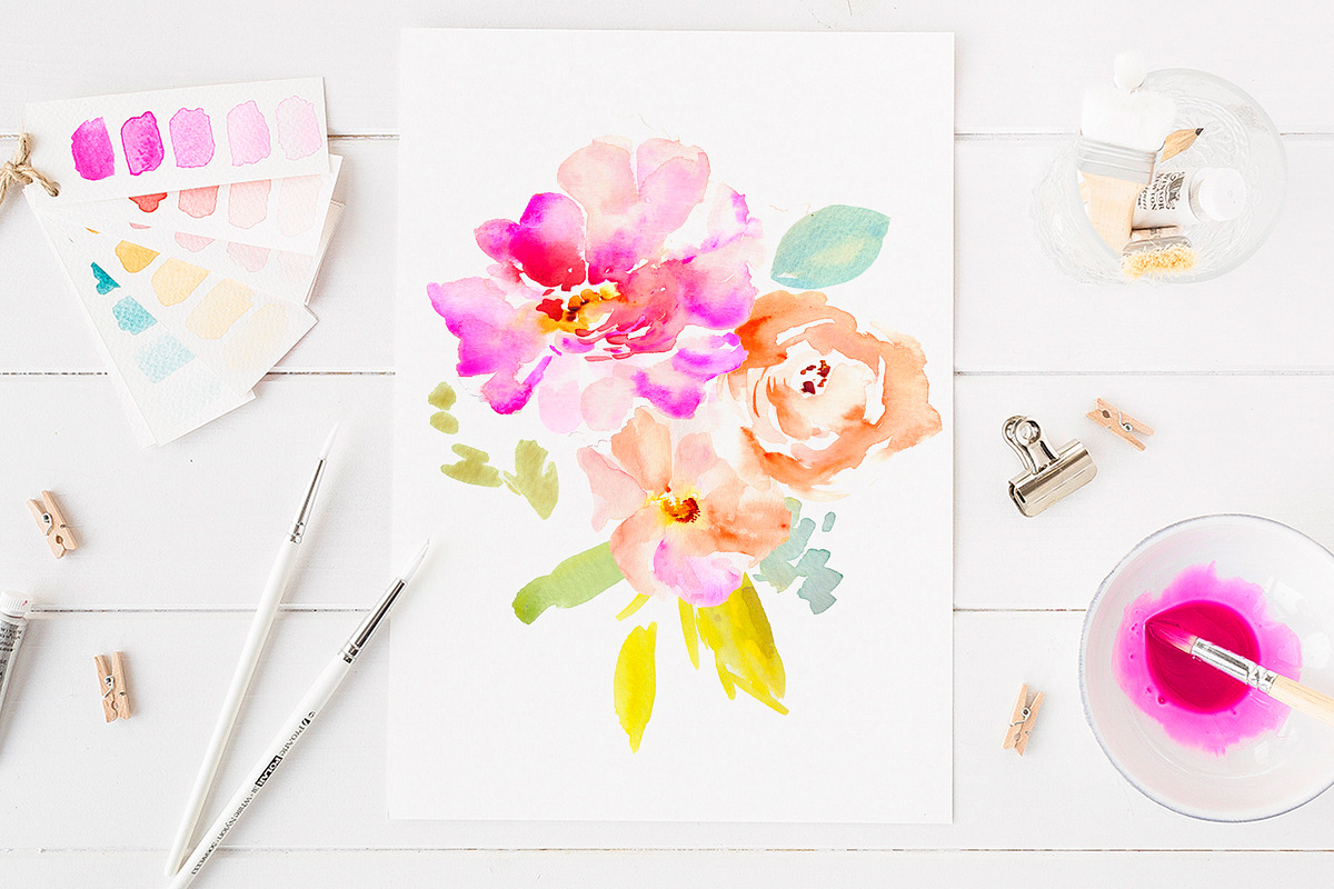 Gemma Watercolor Clip Art Set, an Illustration by Angie Makes (Photo 2 of 6)