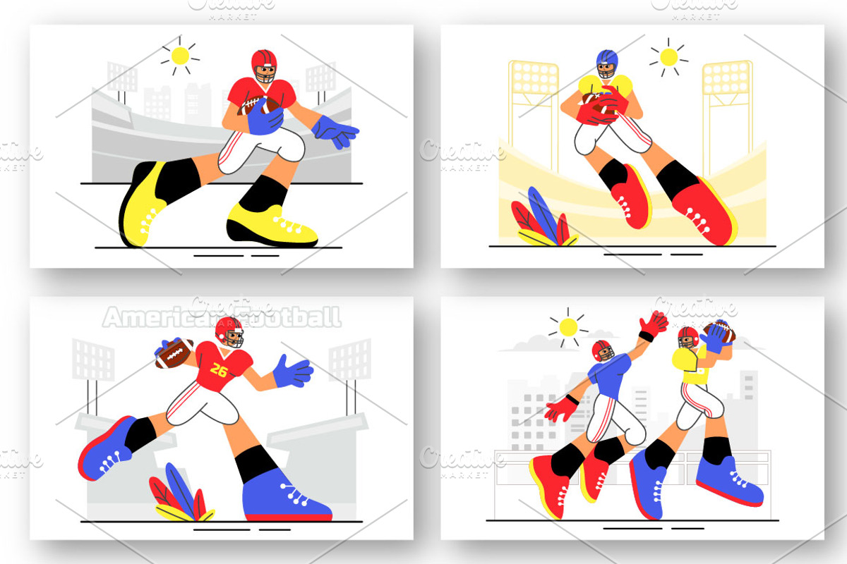 9 American Football Illustration, a Sport Illustration by denayunebgt (Photo 3 of 3)