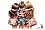 Three Girls Hugging PNG Bundle, a Graphic by Clipart Bloom (Thumbnail 5 of 11)