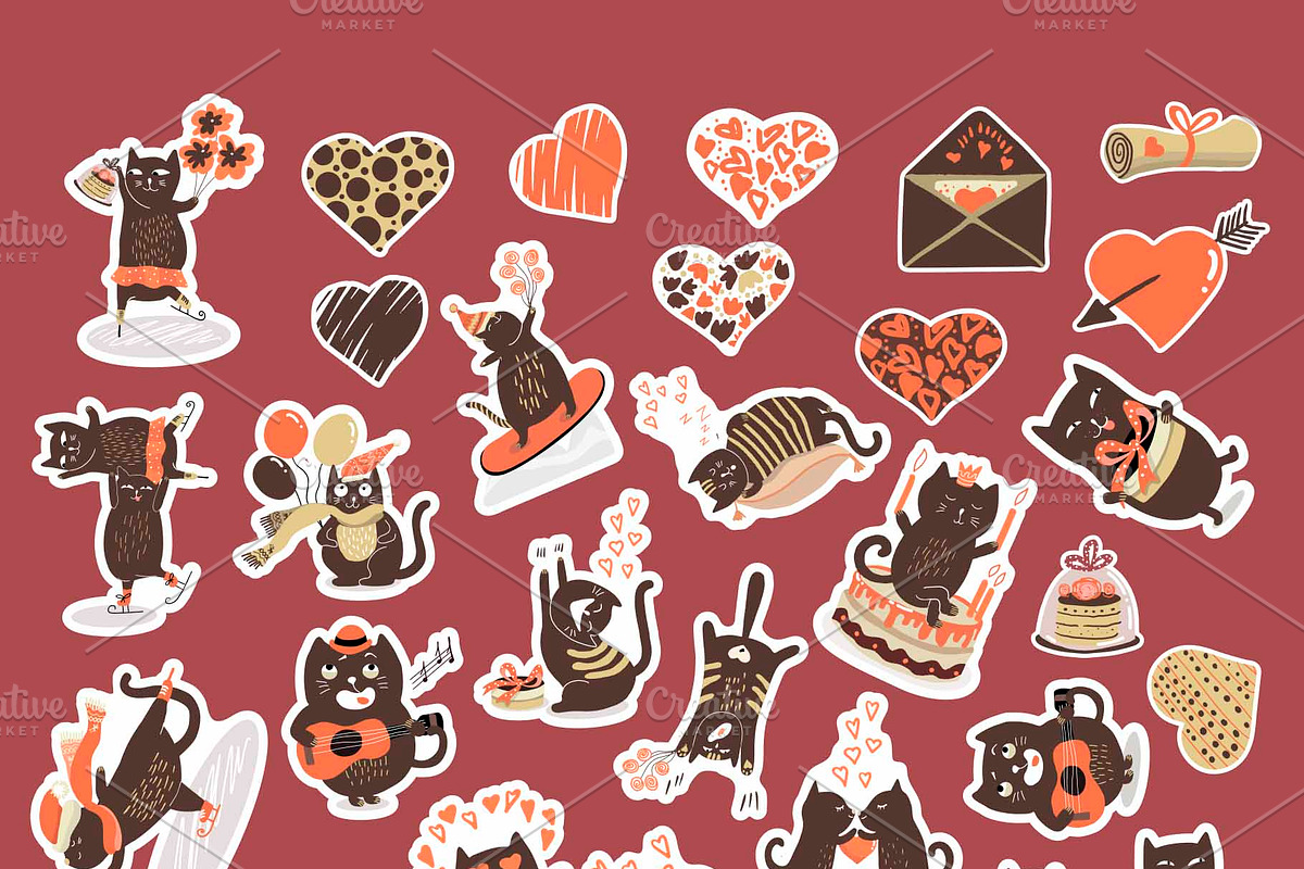 Cats in love sticker pack, an Object Graphic by NataLyaroArt (Photo 2 of 3)