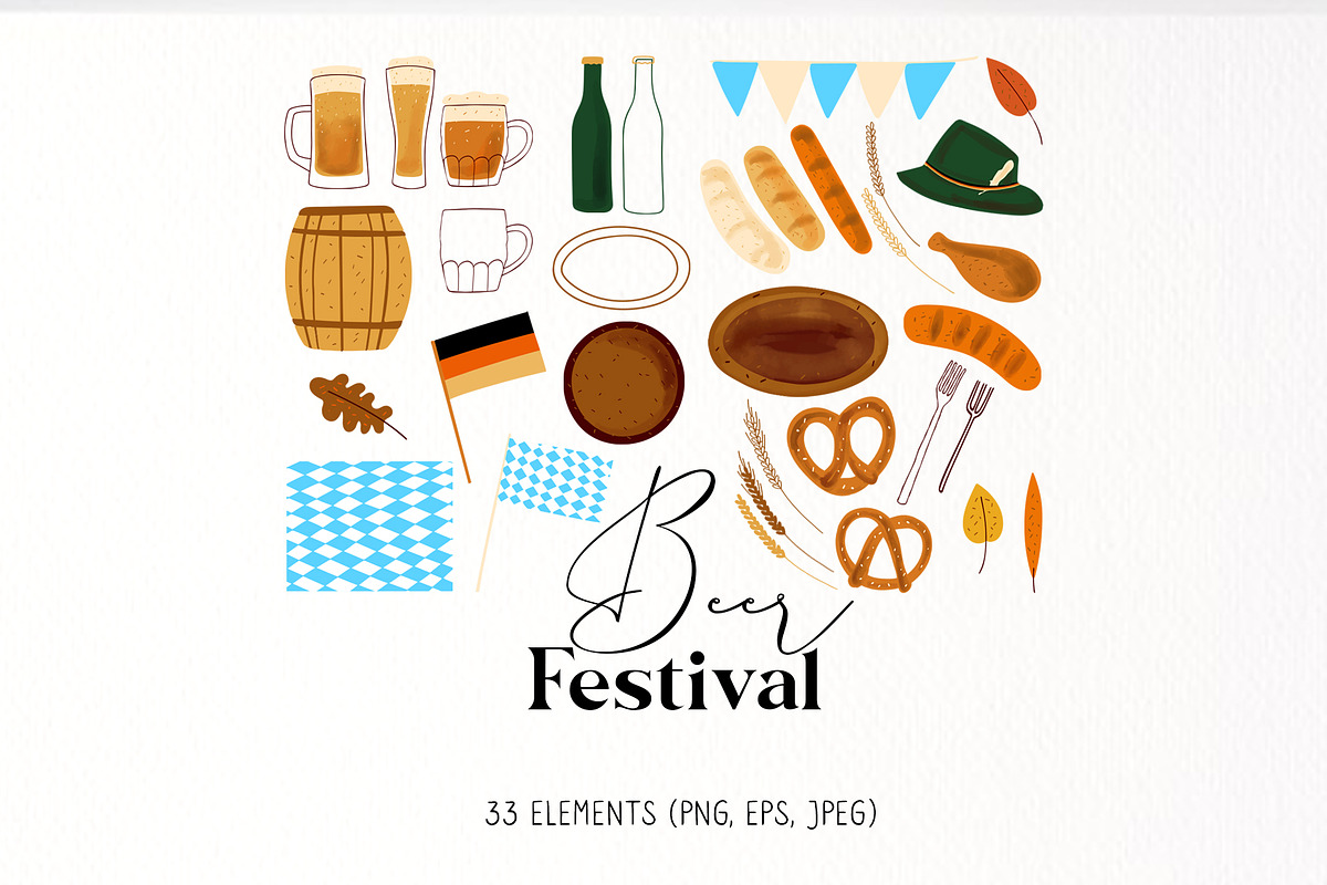 Beer Festival Clipart collection, a Food Illustration by ViktoriaLapshyna (Photo 2 of 6)