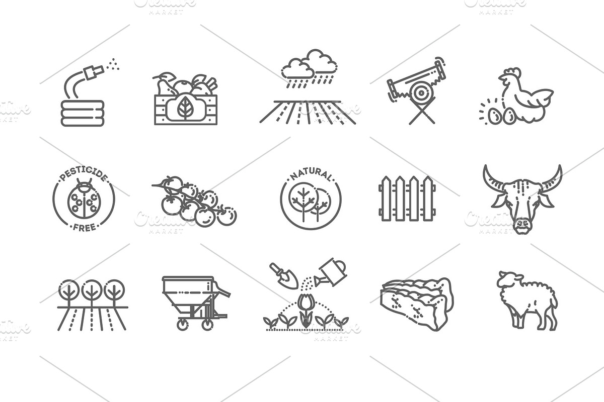 Agricultural and Farming Icons, an Object Illustration by Tettygreen (Photo 2 of 3)
