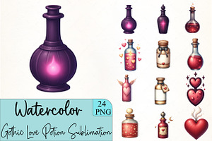 Gothic Love Potion Sublimation Clipa, an Illustration by CrexoraLab