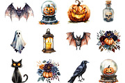Vintage Creepy Halloween Clipart, an Illustration by Designking (Thumbnail 2 of 5)