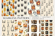 8 Whiskey Seamless Patterns, a Pattern Graphic by Inknfolly (Thumbnail 1 of 3)