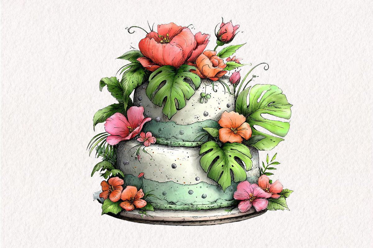 Tropical Lush Green Birthday Clipart, an Illustration by CreationArt (Photo 10 of 10)