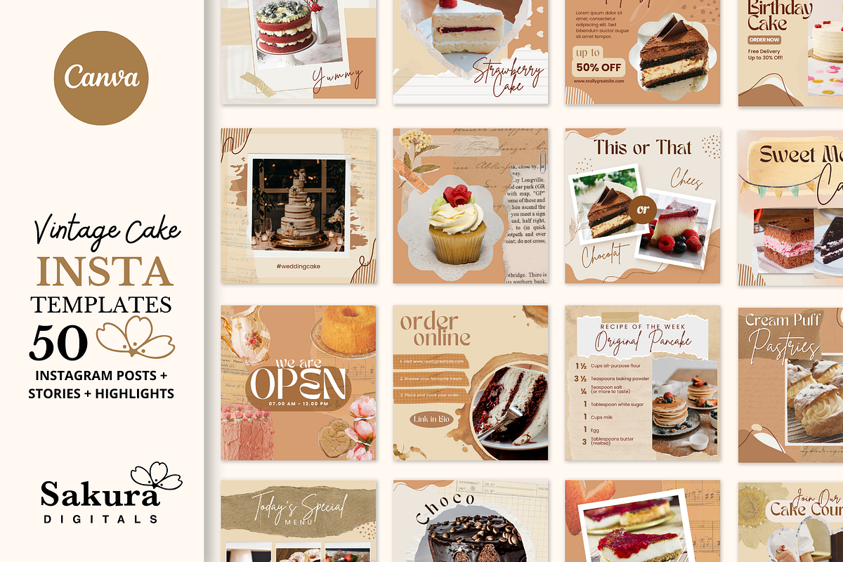 Canva Instagram Bakery Template, a Templates & Theme by Sakura Digitals (Photo 1 of 8)