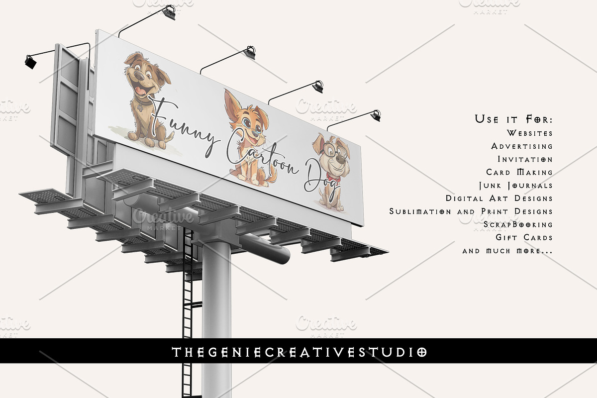 Funny Cartoon Dog PNG Clipart Set, an Animal Illustration by Geniecreativestudio (Photo 8 of 9)