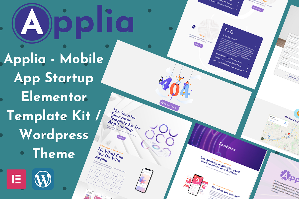 Applia - Mobile App Elementor Kit, a WordPress Template by Elemits