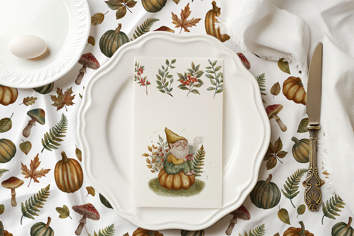 Cozy Autumn Gnomes & Pumpkin Clipart, a Decorative Illustration by Jenny Quince (Photo 6 of 11)