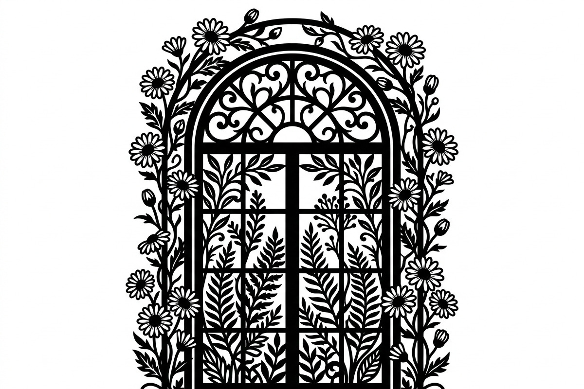 50 Floral French Window Ornament, a Decorative Illustration by Amazin_art (Photo 23 of 24)