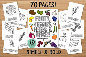 Fruits & Veggies 70 Bold/Easy Pages