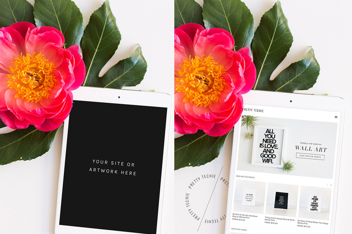Floral Mobile Responsive Mockup, an iPad Mockup by Pretty Techie (Photo 2 of 4)