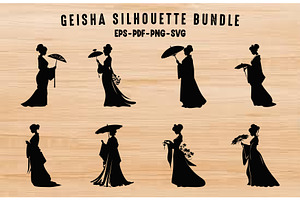 Geisha Silhouette Vector art Set, a Person Illustration by Gfx Expert Team
