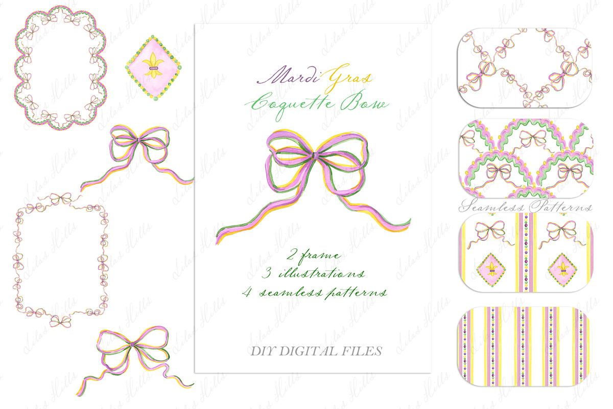 Mardi Gras Coquette Bow, a Graphic by LABFcreations (Photo 5 of 5)