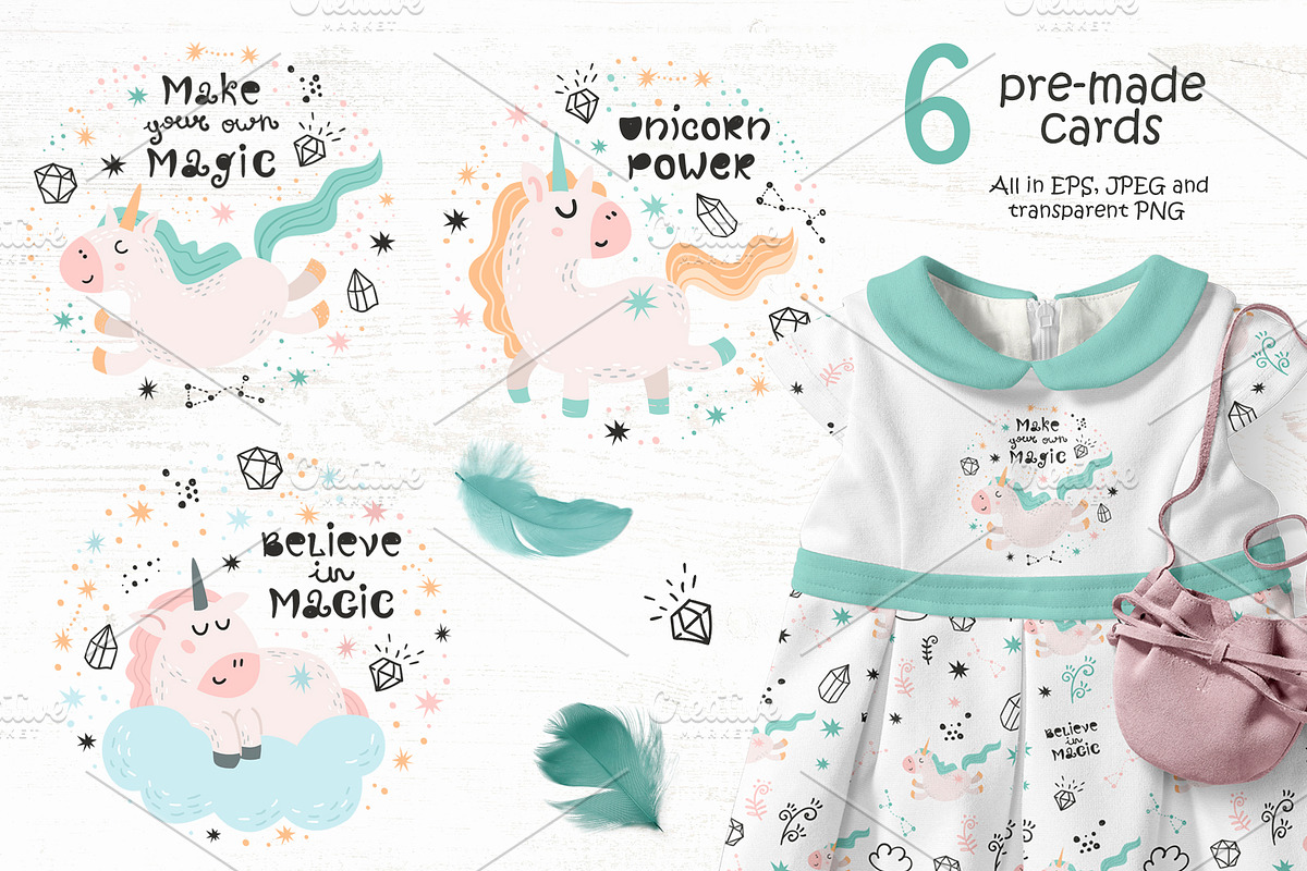 Unicorn clipart & pattern, a Graphic by Nafanya (Photo 6 of 13)