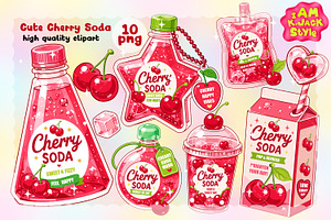 Cute Cherry Soda Clipart PNG