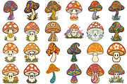 Groovy Mushrooms Clipart, an Object Illustration by Forhadx5 (Thumbnail 6 of 11)