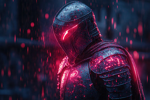 Mysterious armored figure stands und, a Photo by Tanuart
