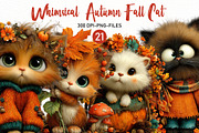 Whimsical Autumn Fall Cat Clipart, a Seasonal Illustration by Designworld (Thumbnail 1 of 8)