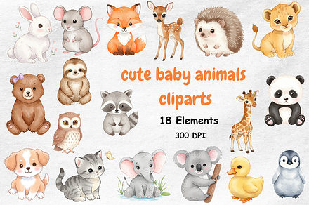 cute baby animals clipart