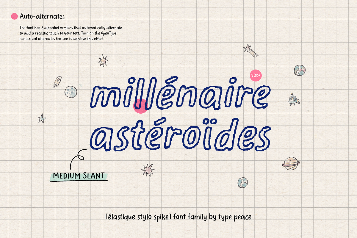 Elastique Stylo Spike - Outline Font, a Slab Serif Font by type peace (Photo 4 of 14)