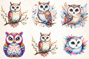 watercolor Bright Owl, an Illustration by DreamCafeArt (Thumbnail 2 of 7)