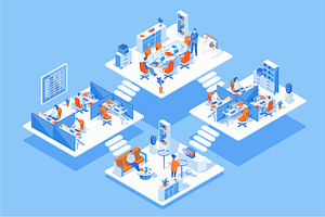 Isometric Office Illustrations Pack