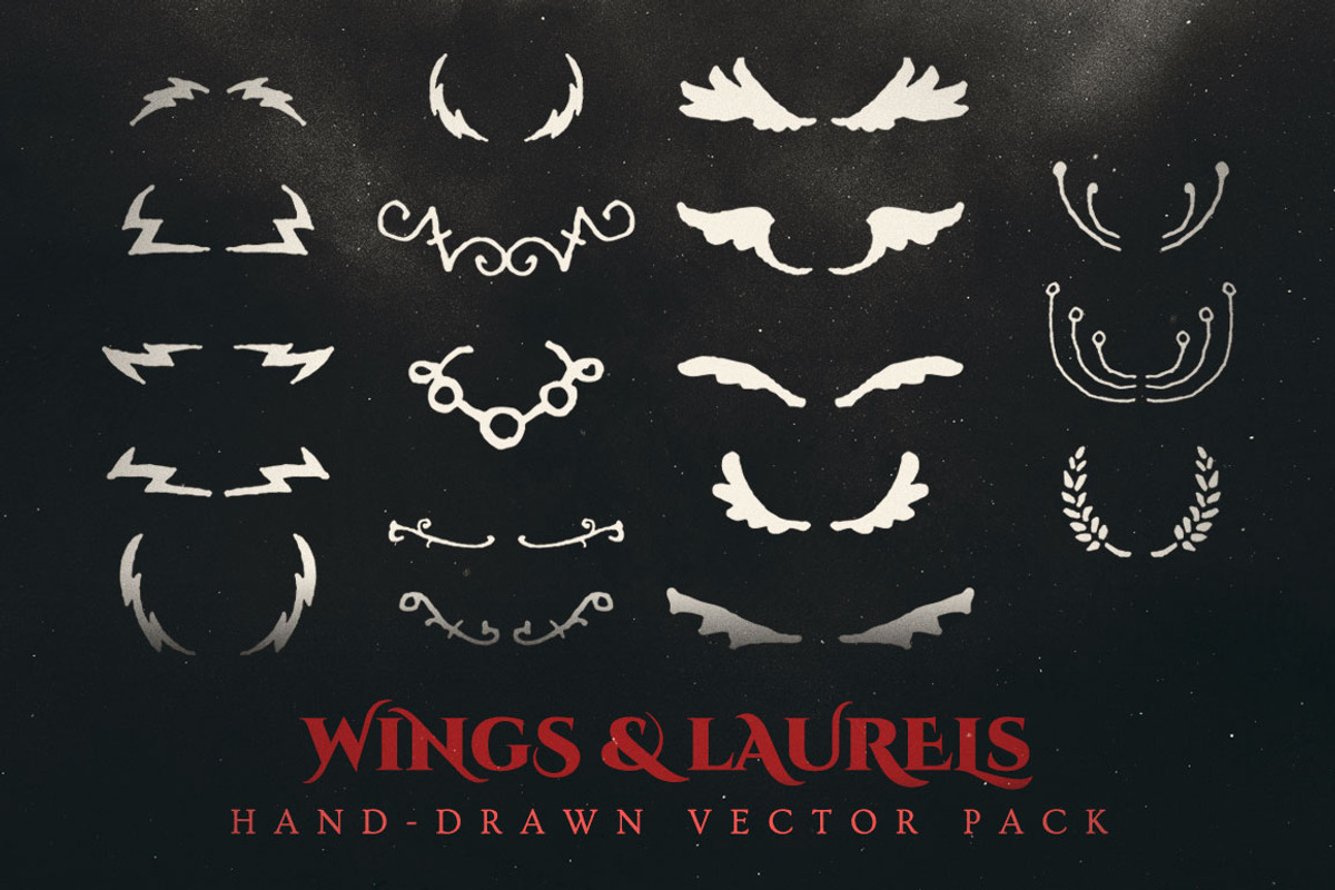 Esoteric Wings & Laurels Vector Pack, an Illustration by Jeff Finley