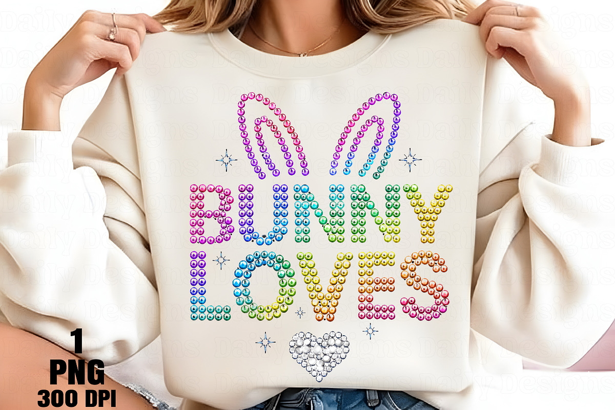Rhinestone Bunny Love PNG, an Illustration by Daily.Designs (Photo 3 of 5)