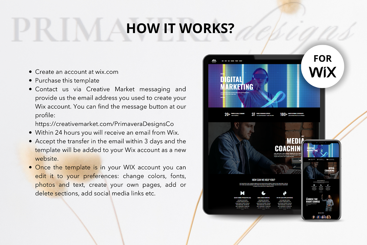Wix Coaching Website Template, a Wix Template by Primavera Studio Design (Photo 6 of 8)