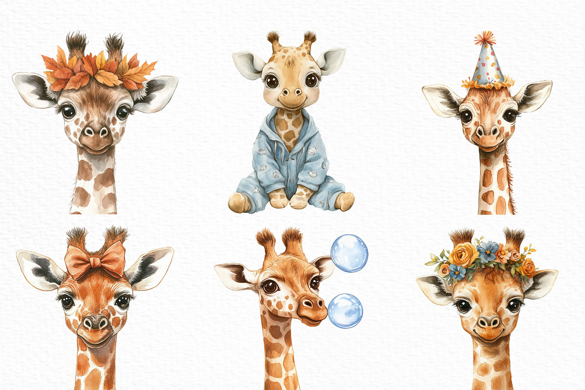 Watercolor Baby Giraffe Clipart, an Illustration by Craft Nest (Photo 3 of 6)