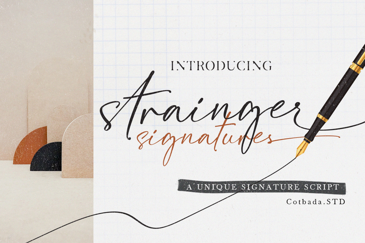 Strainger Signatures  Font, a Script Font by Cotbada_studio (Photo 1 of 9)