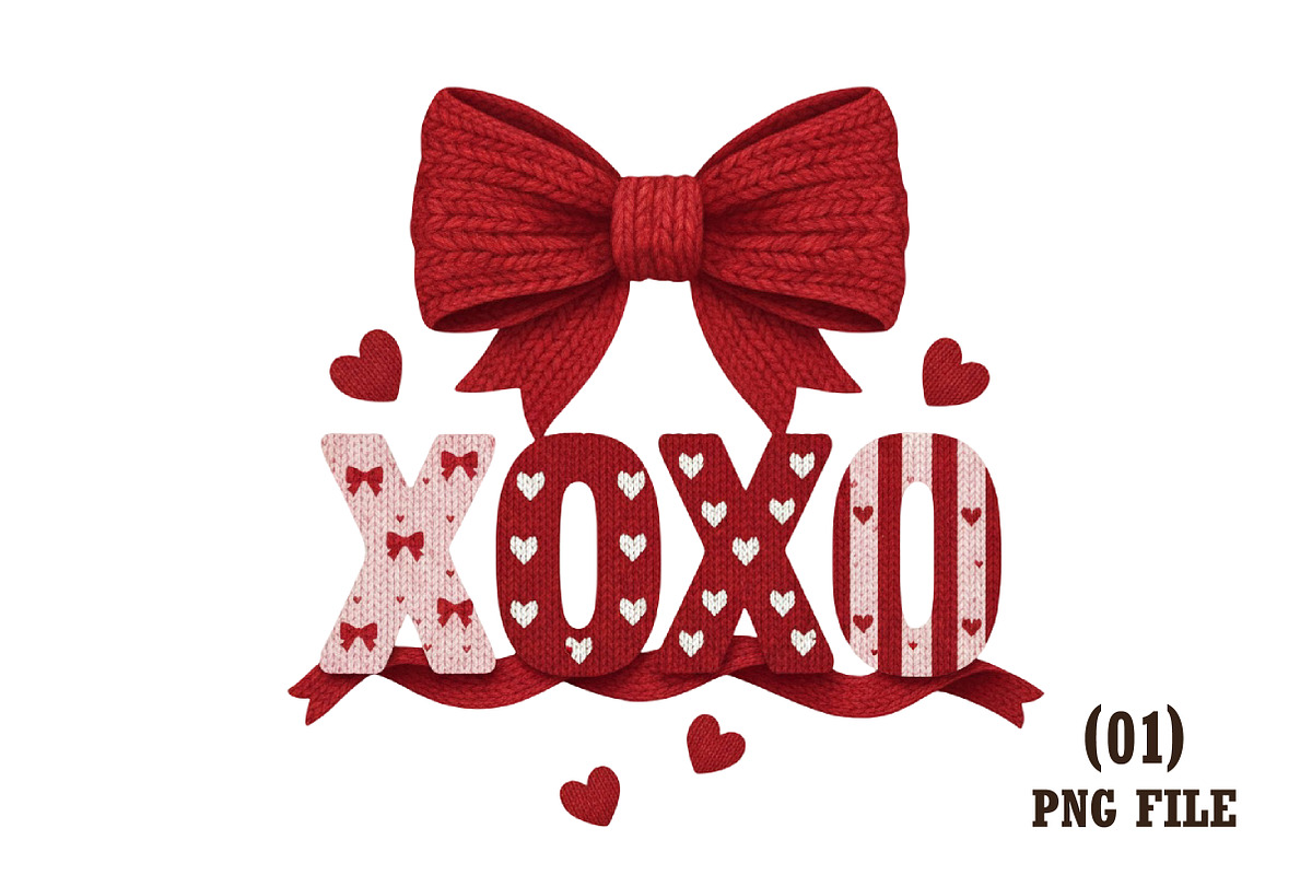 Chunky Crochet XOXO PNG, Knitted Bow, an Illustration by DreamArtGraphic (Photo 1 of 6)