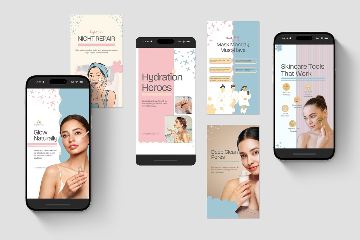 Animated Skincare Instagram Stories, a Social Media Template by TheBrightGrap (Photo 2 of 11)