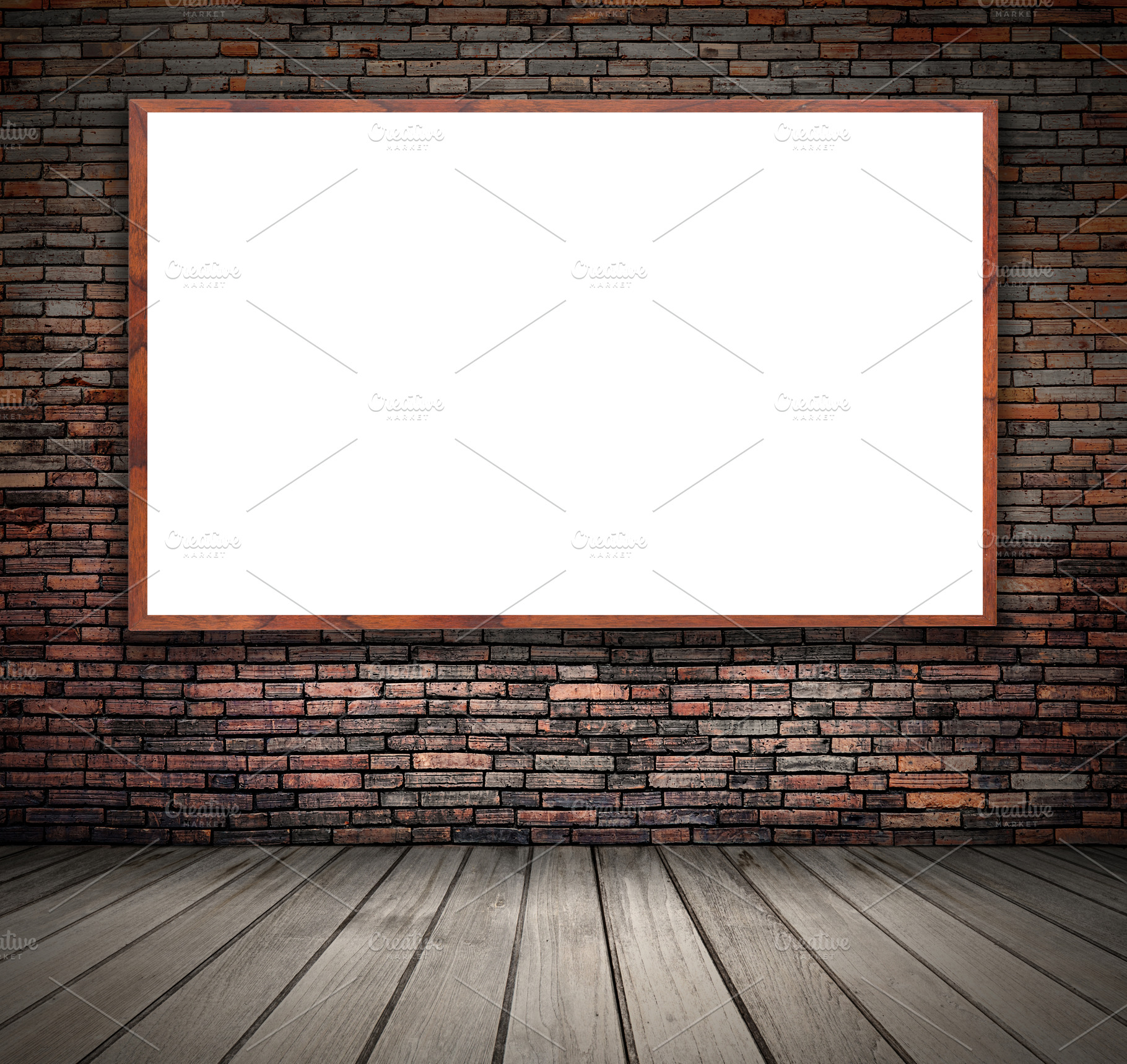Blank billboard at brick wall, a Background Photo by jakkapan