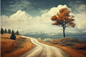 Luminous Landscape urban road, an Illustration by Ylivdesign