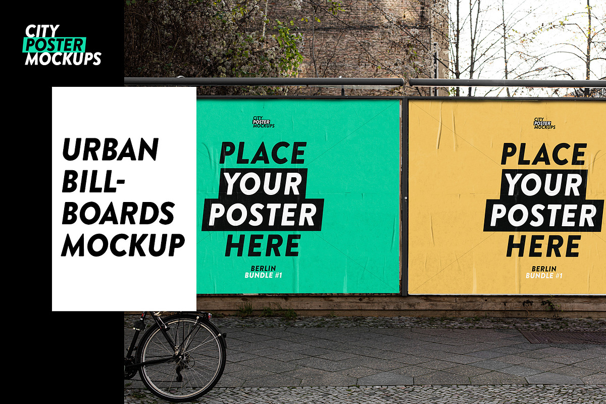 Glued Urban Billboards Mockup, a Print Template by City Poster Mockups (Photo 1 of 3)