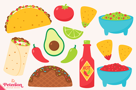 Taco Dinner Clipart, an Illustration by Peterson Design House