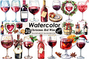Christmas Red Wine Clipart, an Illustration by Black Bird Studio (Thumbnail 1 of 6)