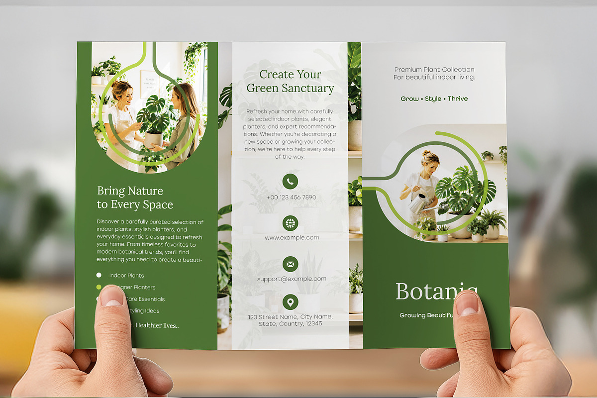 Plant Shop Trifold Brochure Template, a Brochure Template by WheelieMonkey (Photo 2 of 3)