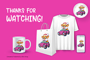 Cartoon Tiger on Car., an Animal Illustration by KENO Mascots (Thumbnail 3 of 3)