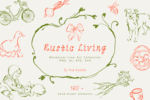 Rustic Living Line Art Collection